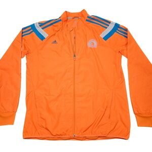 Adidas Boston Marathon 2014 Jacket Womens L Orange Full‎ Zip Running Athletic